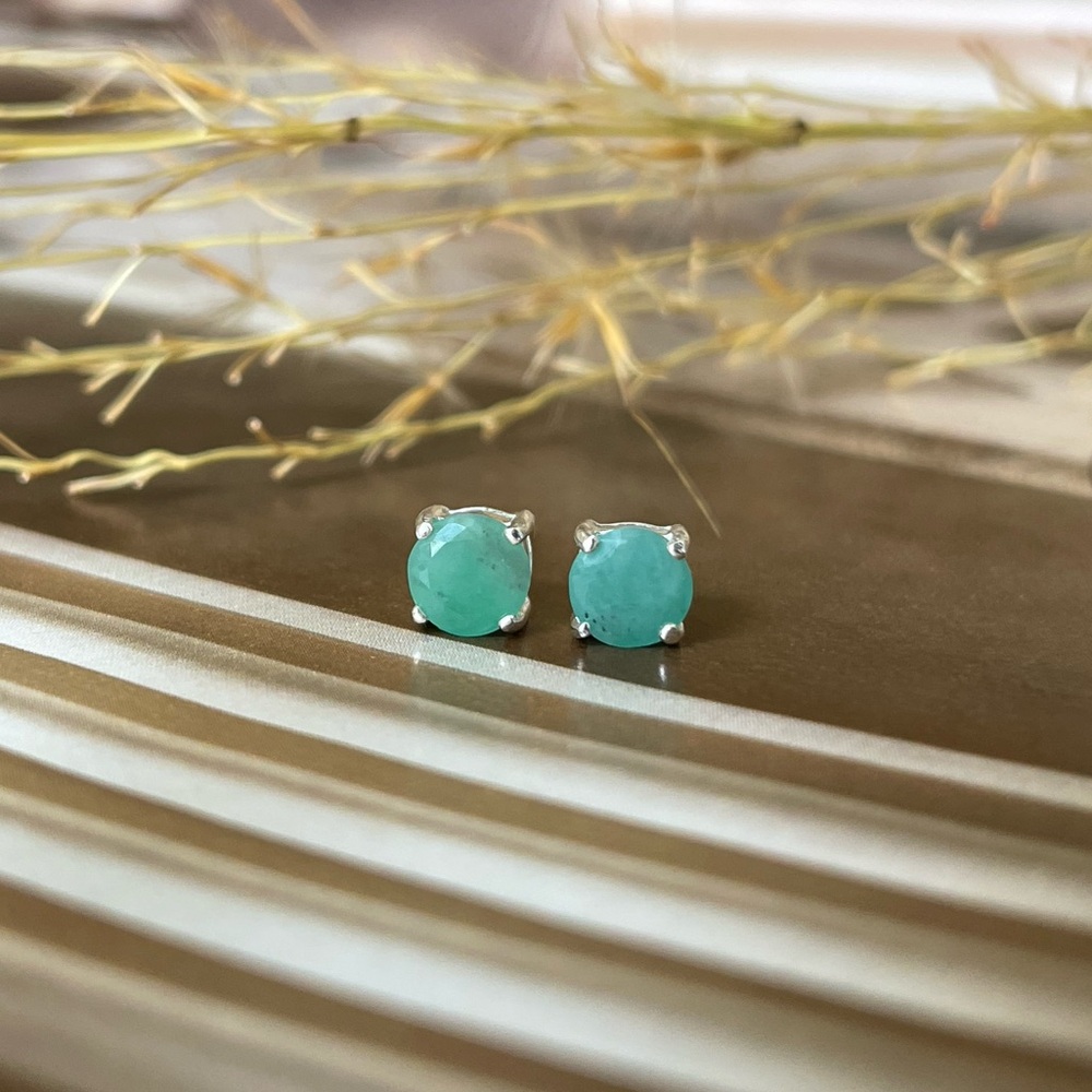 925 Sterling Silver Natural Emerald Stud Earrings!!  “Royal Delicacies” - Picture 7 of 17
